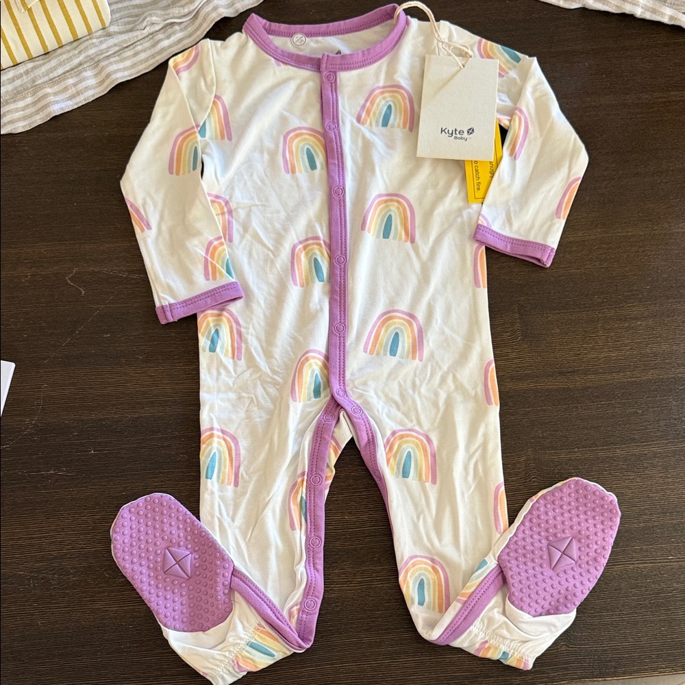 NWT Kyte BABY Footie in Poi Rainbow